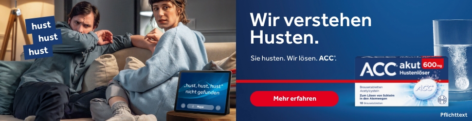 Frau hält ACC akut 600mg Packung. Text: Vertrauen Sie dem Hustenexperten ACC.